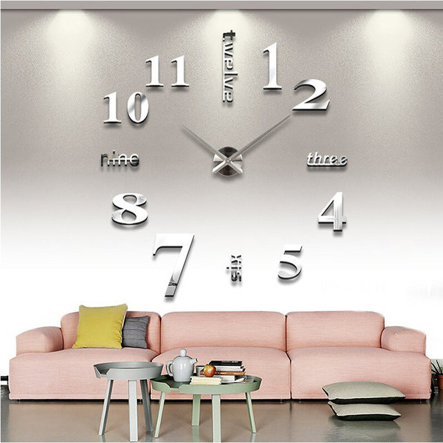 Living Room Decorations Bedroom 3d Wall Stickers Diy Clock Personality Home Mirror Wall Clock Mute Clock 015