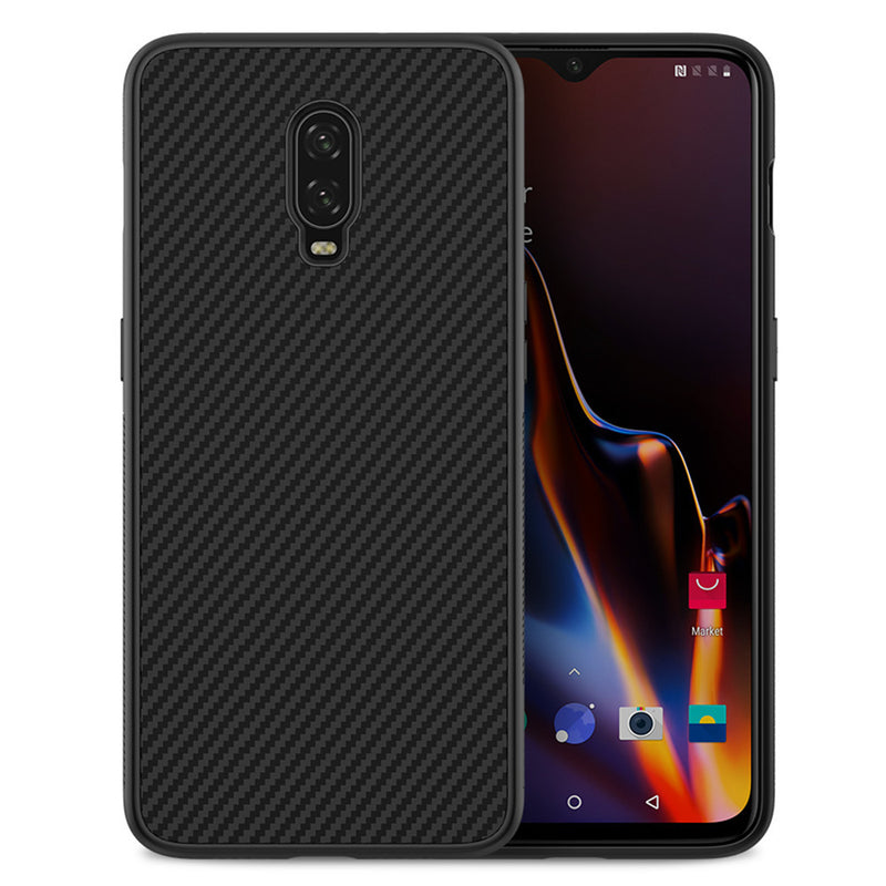 NILLKIN Carbon Fiber Shockproof Back Cover Protective Case with Metal Plate for OnePlus 6T