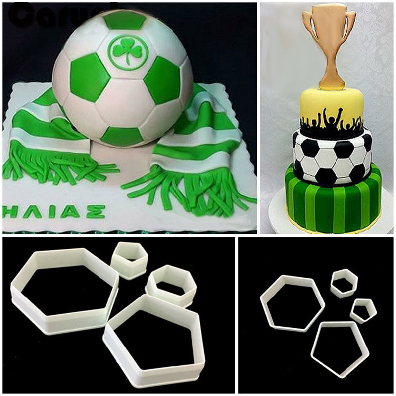 4pcs Football Fondant Cutter Plastic Cutter Fondant Molds Cake Decorating Molds Baking Mold