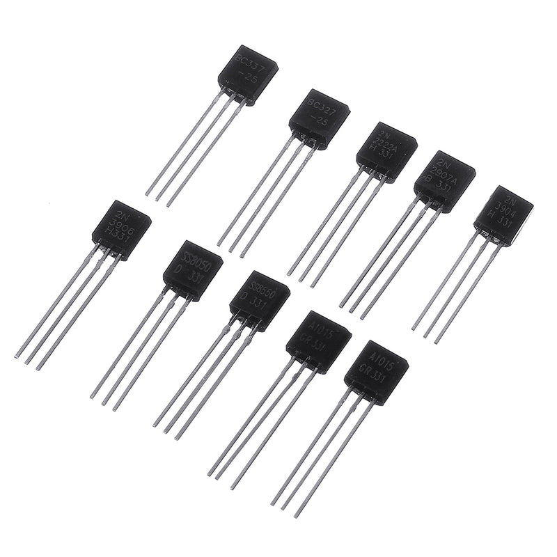 200Pcs 10Values 20 Each Transistors Kit BC337 BC327 2N2222 2N2907 2N3904 2N3906 S8050 S8550 A1015 C1815 Transistor