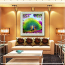 5D DIY Cross Stitch Decorations Diamond Embroidery Peacock Opens Screen Painting