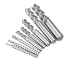 Drillpro 2-12mm 3 Flutes Carbide End Mill Set Tungsten Steel Milling Cutter Tool for Aluminum Alloy