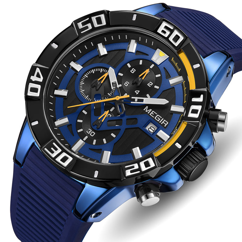 MEGIR 2121 Analogue Waterproof Military Style Silicone Strap Fashion Quartz Watch Men Watch