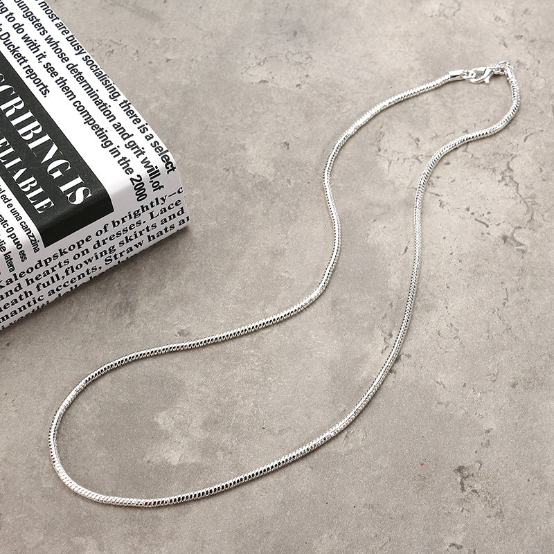 Unisex 3mm Silver Plated Solid Snake Chains Necklace