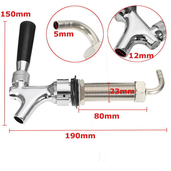 80mm Chrome Long Shank Valve Tap Faucet for Home brew