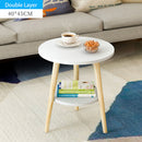 Single/Double Layers Mini Coffee Table Tea Table End Table Wooden Round Magazine Shelf Movable Bedroom Living Room Furniture For Office Home