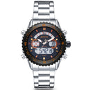 STRYVE S8020 LCD 5ATM Waterproof Week Display Full Steel Fashion Men Dual Display Digital Watch