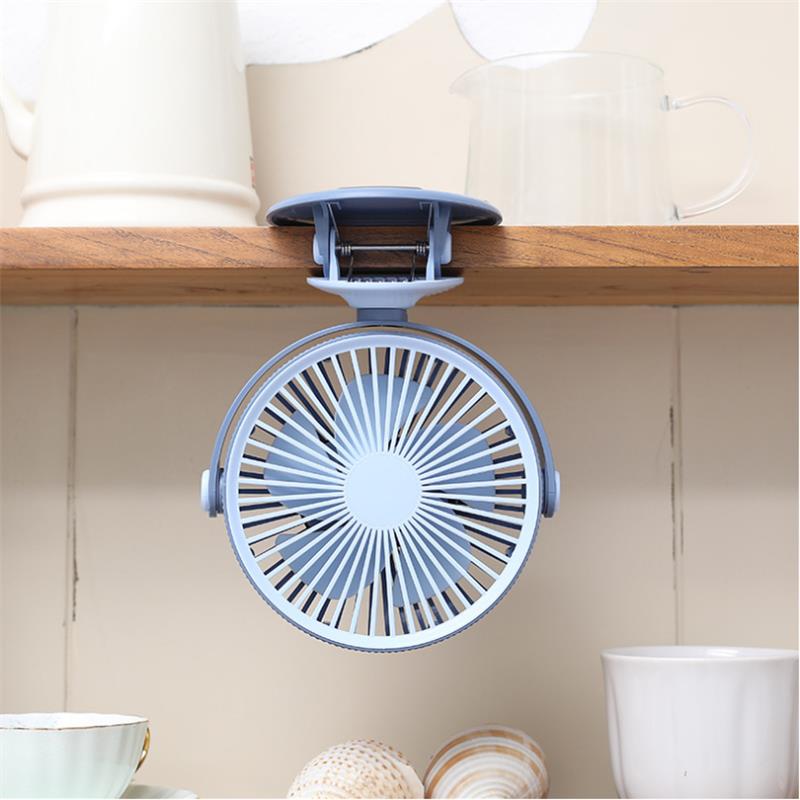 Well Star WT-F15 Portable Clip Fan 360 Degrees Rotation USB Mini Stripe Fan Rechargeable Air Cooling Fan Clip Desktop Fan Dual Use Portable Home Student Office Fan