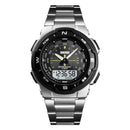 SKMEI 1370 Stainless Steel Waterproof Chrono Dual Digital Watch Business Style Men Wrist Watch