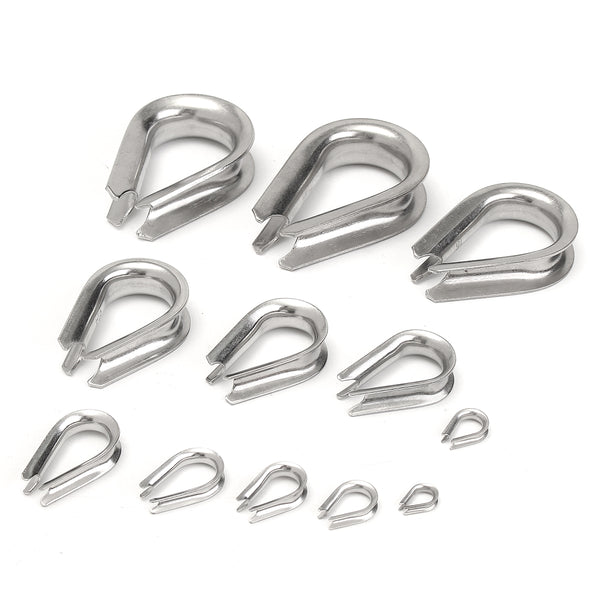 304 Stainless Steel M2 to M20 Silver Cable Wire Rope Thimbles Rigging Hardware 12 Sizes