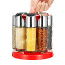 MEIGAR 8Pcs Cruet Salt Pepper Seasoning Box Condiment Spice Bottles With Stand Holder