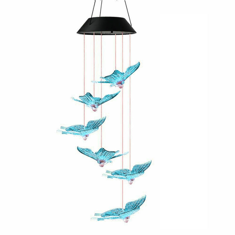 Solar LED Hanging Light Butterfly Wind Chimes Home Garden Outdoor Lamp Decorations