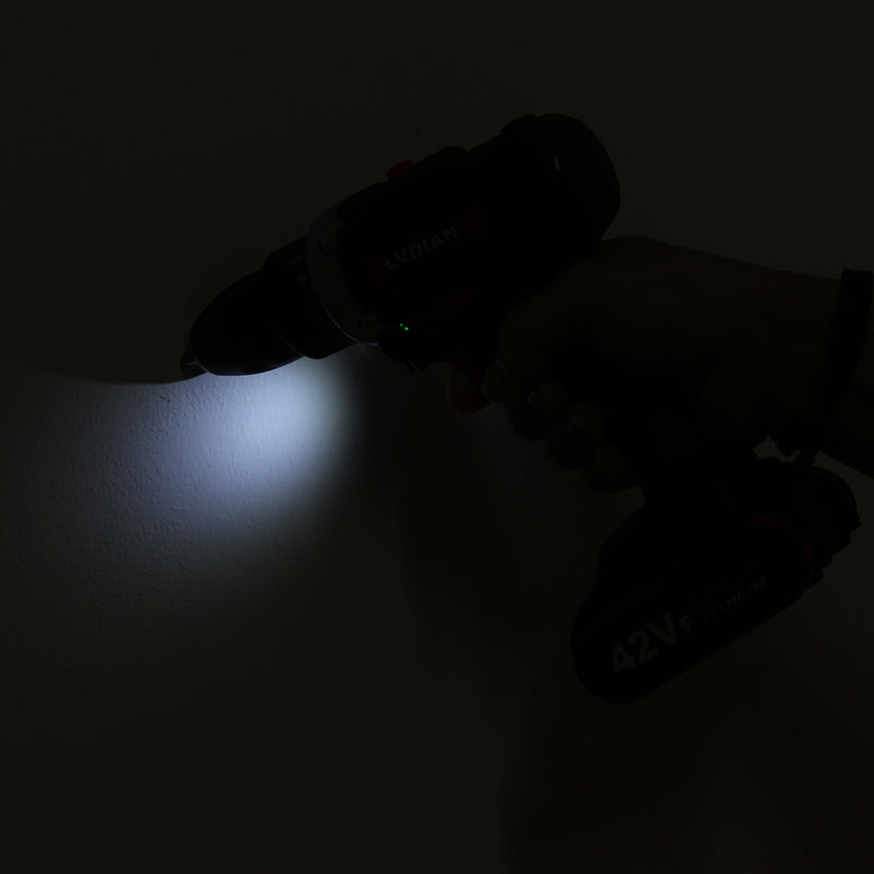 42V Li-Ion Battery Cordless Electric Impact Drill Driver Screwdriver LED Light