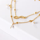 Fashion Infinity Knot Multilayer Women's Anklet Bead Pearl Ankle Bracelets Rings for Women