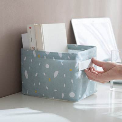 Home cotton linen storage basket Desktop Organizer dressing table cosmetic storage box Desk stationery storage basket
