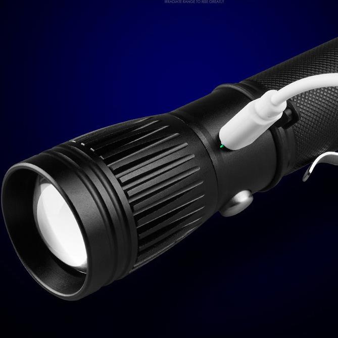 SHENYU A-GT01 T6/L8 COB+LED Dual Light USB Rechargeable Zoomable Flashlight
