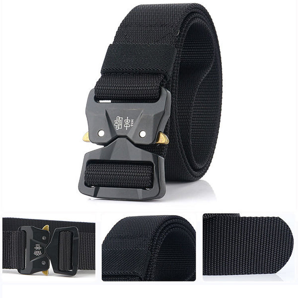 125CM 3.8CM ENNIU Men's Tactical Belt Nylon Military Waist Belt with Metal Buckle Adjustable Heavy Duty Training Waist Belt Hunting Accessories