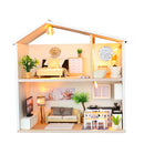 DIY Miniature Kit Wooden Toy Model Building Doll House Modern House Kid Gift LED Light