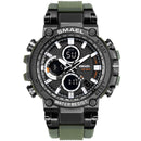 SMAEL 1803 Metal Case Luminous Needle 5ATM Waterproof Sport Dual Display Digital Watch