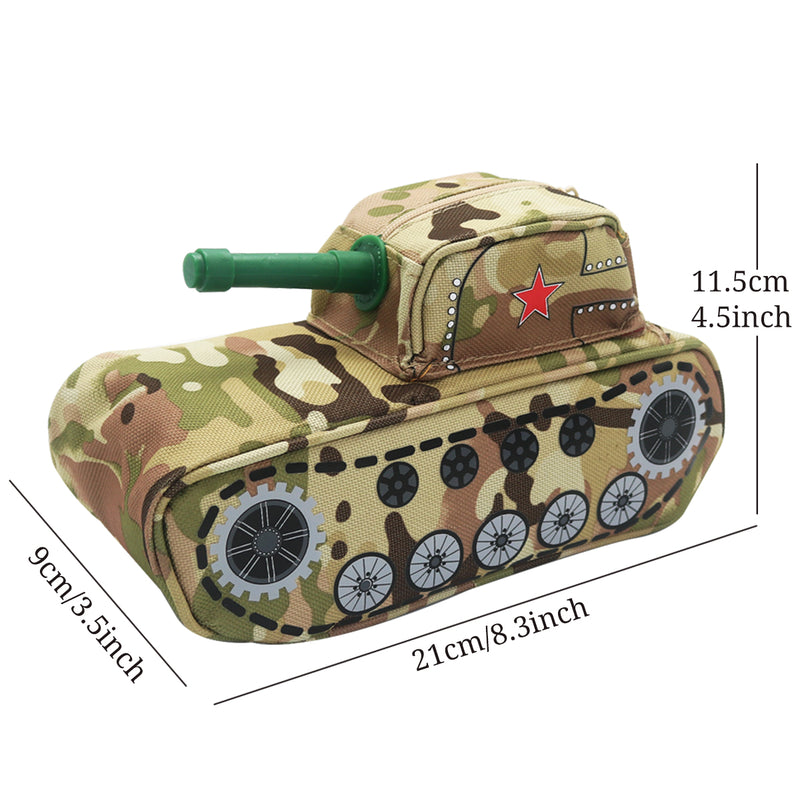Large Capacity Creative Camouflage Tank Shape Stationery Organizer Zipper Pen Pencil Bag Anti-theft Pencil Case Gifts School Students Supplies