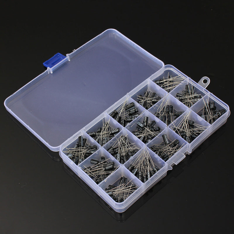 200pcs 0.1-220uF 15 Value Electrolytic Capacitor Assortment Box Kit