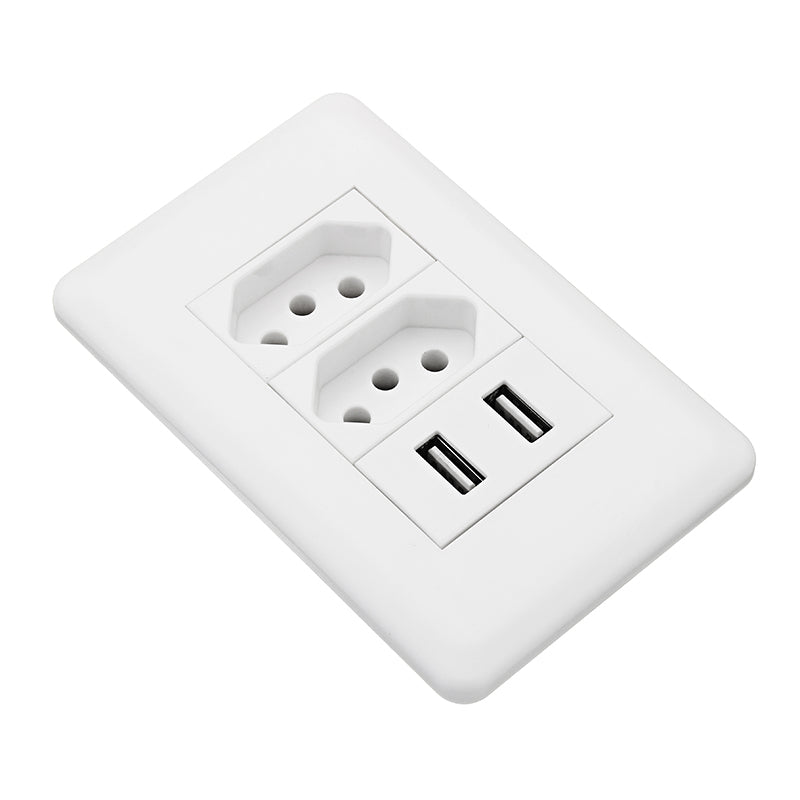 RNAI 15A 125V Dual USB Port Wall Charger Adapter Brazil Plug Socket Power Outlet PMC