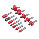 12Pcs 1/4 Inch Shank Router Bit Tungsten Carbide Rotary Tool Set Woodworking Tool Kit