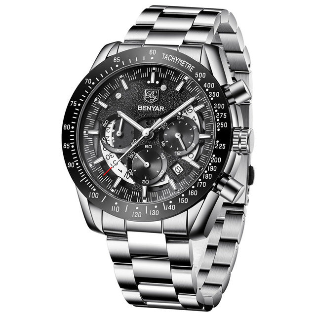 BENYAR 5120X Stainless Steel Chronograph 3ATM Waterproof Casual Fashion Men Watch Quartz Watch