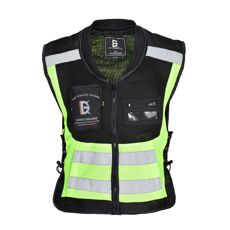 GHOST RACING Motorcycle Reflective Vest Jacket Chaqueta Ropa Moto Safety Protective Gear High Visibility Signal Cycling Clothing
