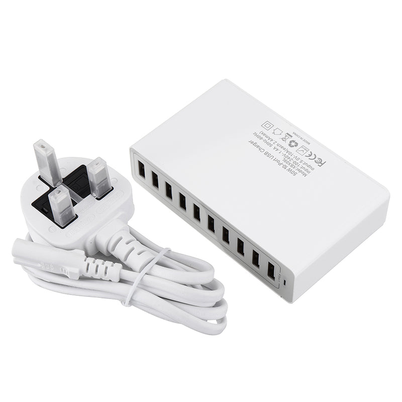 5V 10A 50W Multi Port USB Hub Charger Dock Station For Tablet Cellphone