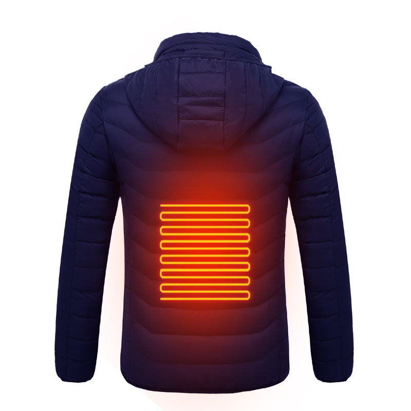 Electric USB Intelligent Heated Warm Back Abdomen Neck Cervical Spine Hooded Winter Jacket Motorcycle Skiing Riding Coats