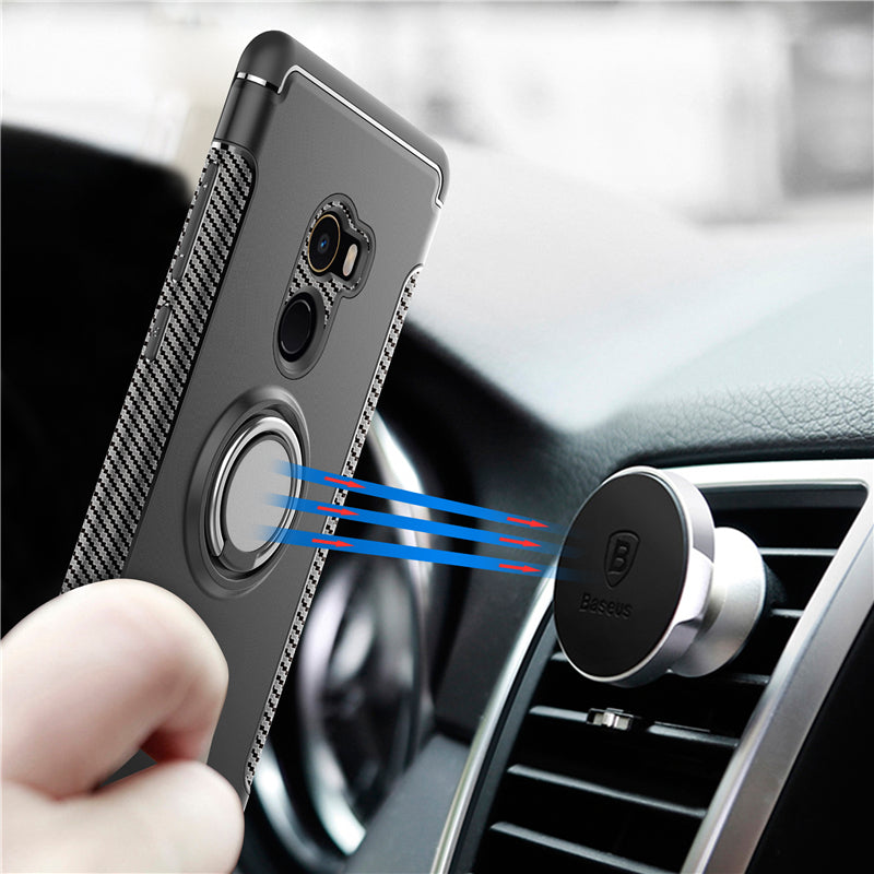 Bakeey Armor Shockproof Magnetic 360 Rotation Ring Holder TPU PC Protective Case For Xiaomi Mix 2
