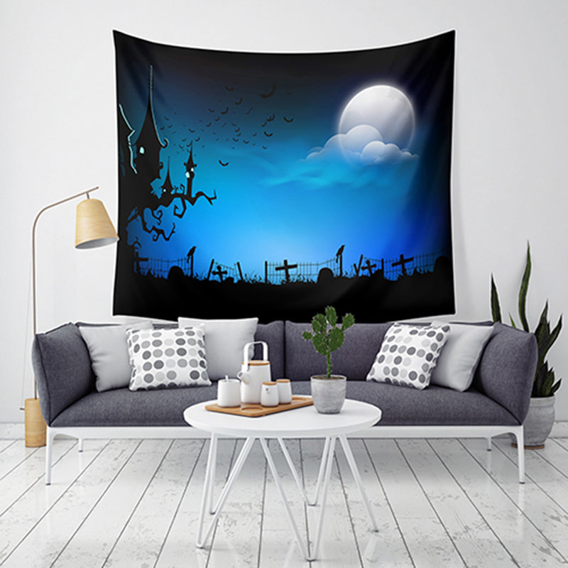 Loskii LWG5 Halloween Tapestry Pumpkin Print Hanging Tapestry Wall Art Home Decor Halloween Decorations For Home