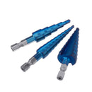 Drillpro Upgrade 3Pcs 1/4 Inch Hex Shank Blue Nano Coated Step Drill Bit Set 3-12/4-12/4-20mm