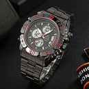 STRYVE S8018 Men Full Steel Waterproof Date Week Chrono Alarm Clock Dual Display Digital Watch
