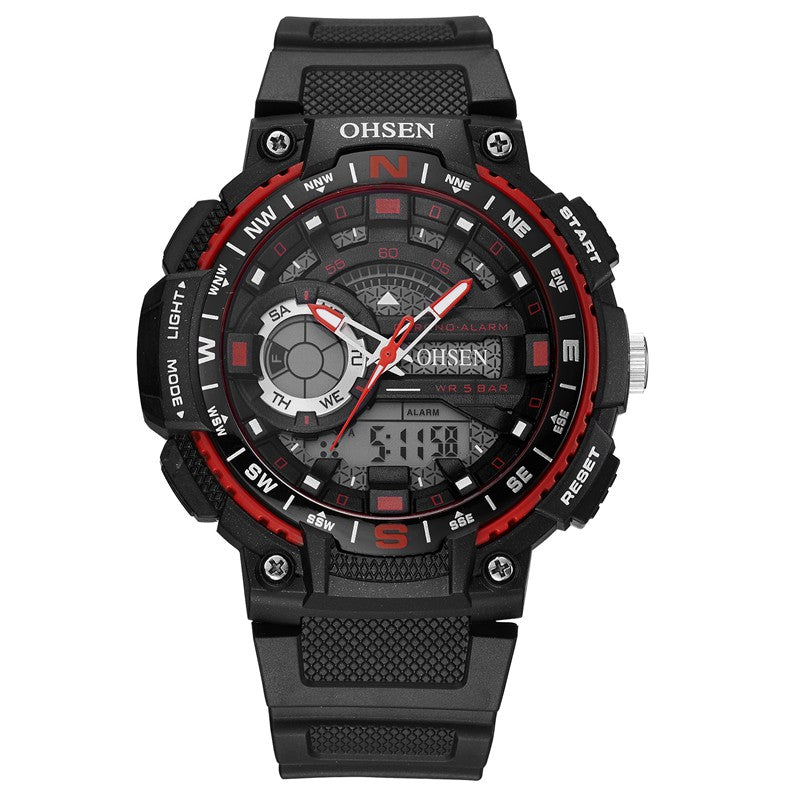 OHSEN AD1705 Digital Watch Dual Display Multifunction LED Sport Swimming Men Watch