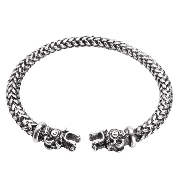 Vintage Viking Dragon Head Adjustable Norse Mythology Jormungandr Bracelet for Men