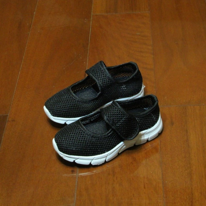 Girls Mesh Breathable Pure Color Hook Loop Casual Kids Shoes