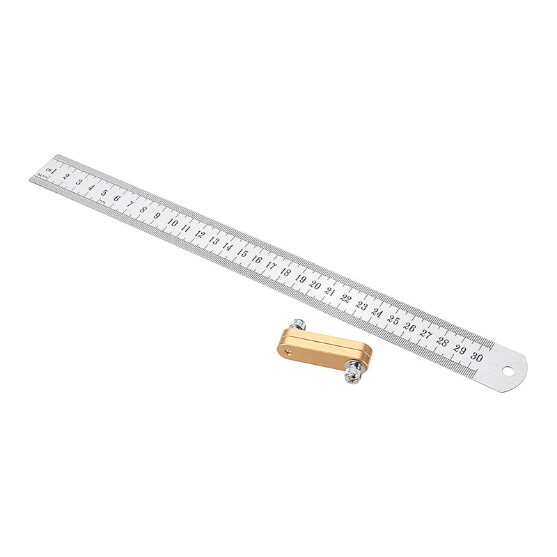 Woodworking Metric and Inch Parallel Line Scribe Ruler Positioning Measuring Ruler 300mm Precision Marking T-Ruler Woodworking Tool