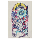 Colorful Fish Flower Pattern Totem Arm Back Temporary Tattoo Sticker Decal