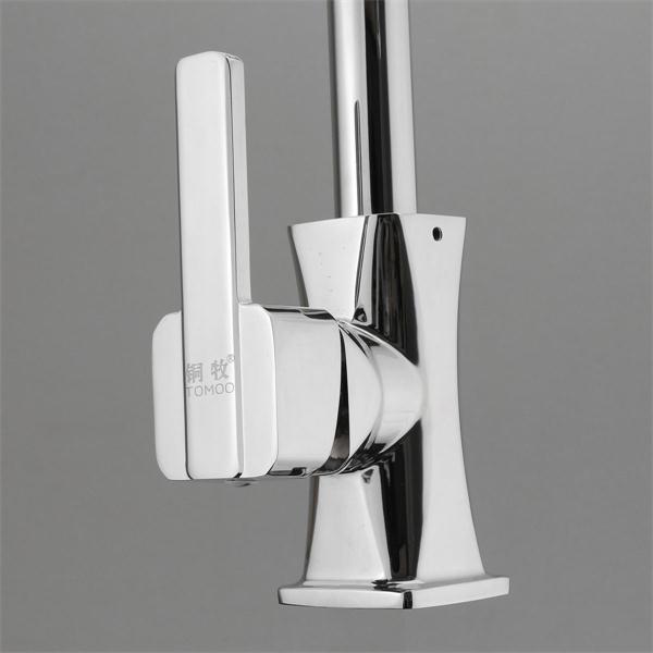 Flexible Chrome Brass Swivel Wash Water Spout Kitchen Sink Single Lever Faucet Mixer Tap