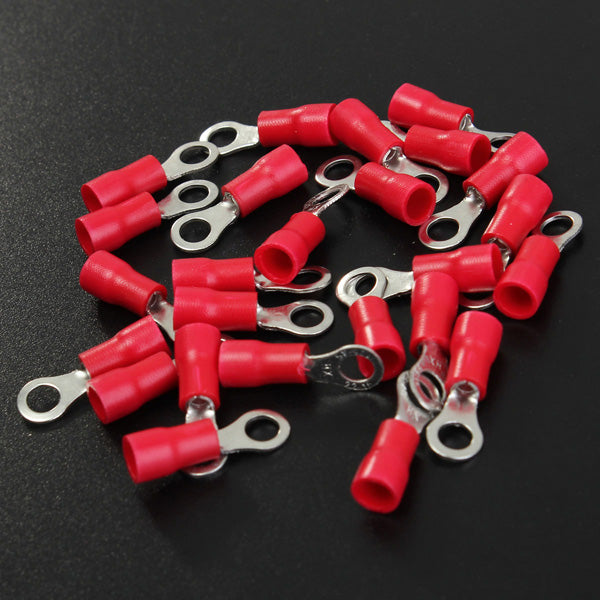 25pcs Red Rubber PVC Terminals Insulated Ring Connector RC 0.5-1.5mm