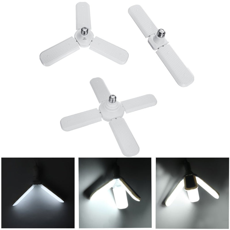 E27 Two Three Four Leaves Deformable Foldable LED Garage Shop Work Light Bulb Ceiling Lamp AC95-265V