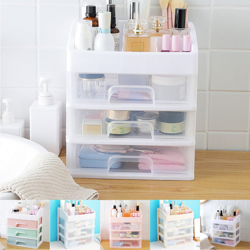 3 Layers Storage Box PP Table Tidy Organizer Drawers Case Makeup Display Holder