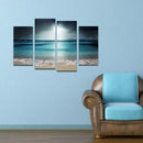 Miico Hand Painted Four Combination Decorative Paintings Blue Sea Wall Art For Home Decoration