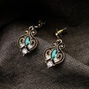 Retro Peach Heart Elegant Earring Green Gem Ear Drop For Women