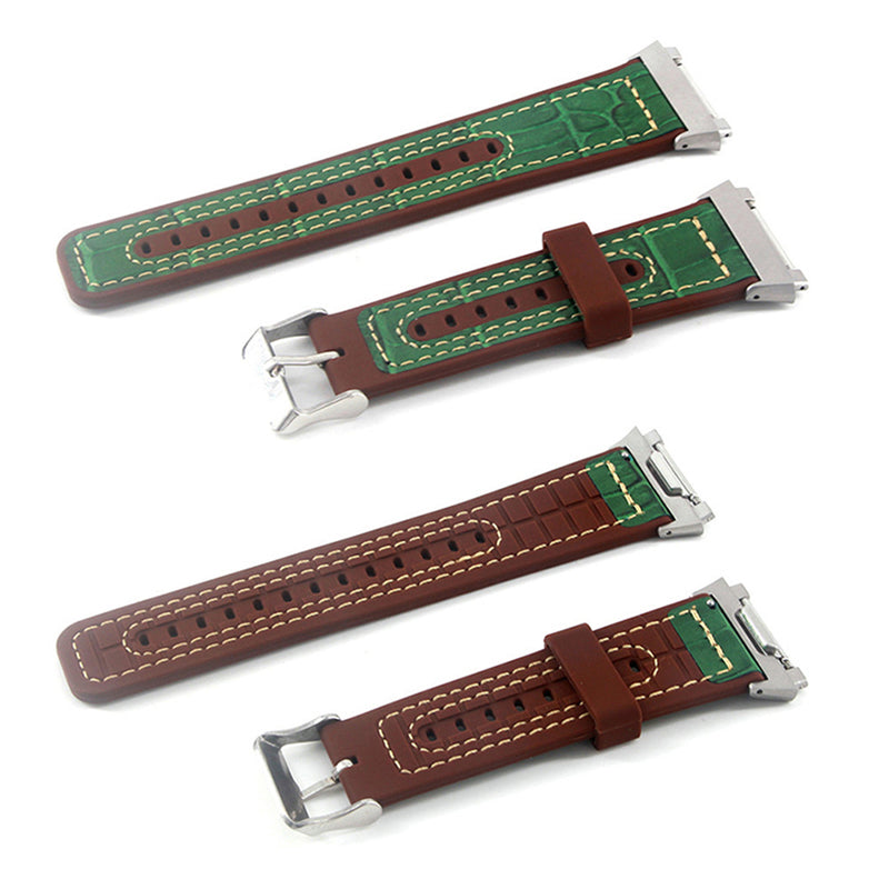 22mm Watch Band Genuine Leather Plus Silicone Starp Replacement for Fitbit Blaze Smart Watch