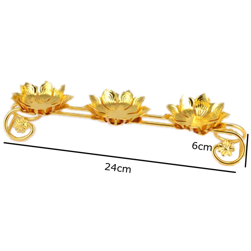 One Tier Lotus Alloy Butter Lamp Candle Holder Without Candles For Buddhism Pray Ghee Light