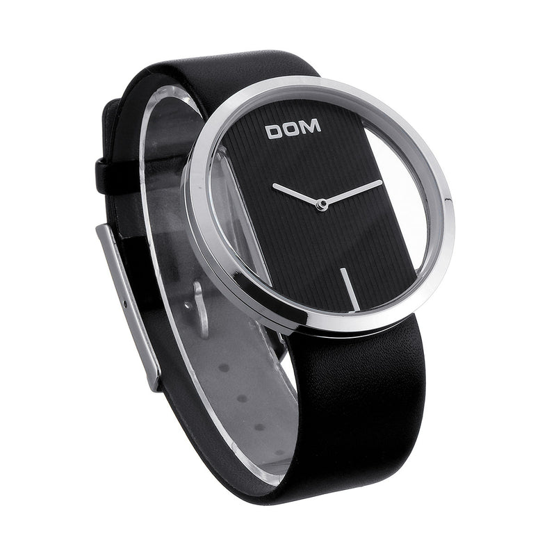 DOM Creative Ring Case Women Luxury Leather Strap Waterproof Quartz Watch