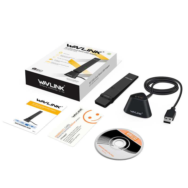 Wavlink WL-WN688U3D 1300Mbps 2.4G/5G USB Dock Adapter Wireless Network Card 802.11a/g/n/ac for PC